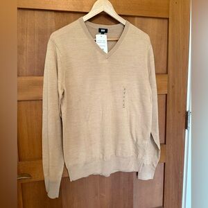 Uniqlo Tan Merino Wool Sweater Small NWT